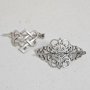 New Pair Viking Nordic Celtic Knots Silver Slide Hairpins Hair Stick Scottish